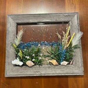 3-D HANDMADE OCEAN SCENE SET IN RESIN ON GLASS